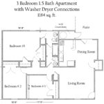 3 Bedroom 1.5 Bath Apartment with Washer/Dryer Connections